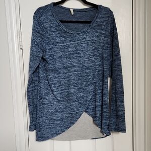 Women's Blue Long Sleeve Maternity And Nursing Top